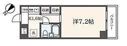 キューブ平和台 1Kの間取図画像