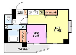 ブラスト南万代 1LDKの間取図画像