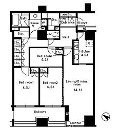パークアクシス日本橋ステージ 7階3LDKの間取り
