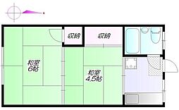 田島ハウス 2階2Kの間取り