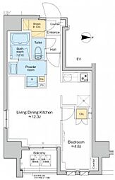 プラウドフラット浅草アベニュー 8階1LDKの間取り