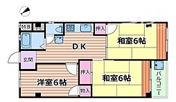南千里第2コーポラスB棟 3DKの間取図画像