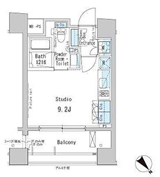 パークアクシス茅場町 8階ワンルームの間取り