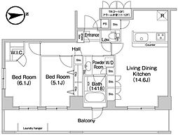コンフォリア田町 2階2LDKの間取り