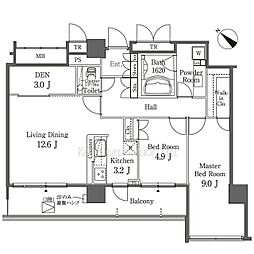 MFPR目黒タワー 2SLDKの間取図画像