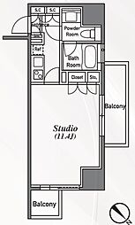 アジリア南麻布Js 2階1Kの間取り