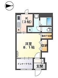 リヴィエール林 1Kの間取図画像