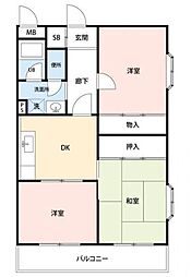 オンセイマンション 3DKの間取図画像