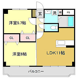 エクセレントヤマイチ 2LDKの間取図画像