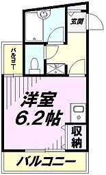 モンシャトー参番館 ワンルームの間取図画像