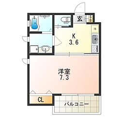 JR東海道・山陽本線 塚本駅 徒歩6分の賃貸マンション 3階1Kの間取り