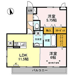 ロイヤルティアラ2 2LDKの間取図画像