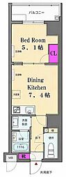 Evergreen 1DKの間取図画像