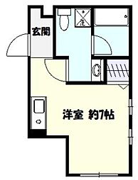 Alice Garden Hills 1階ワンルームの間取り