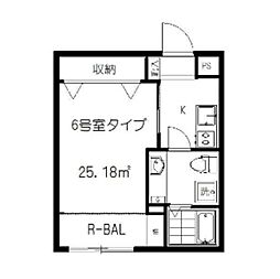 フォセット上北沢 1Kの間取図画像