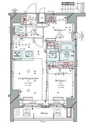 コンシェリア町屋 2LDKの間取図画像