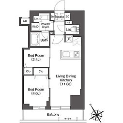 BluRock後楽園 2LDKの間取図画像