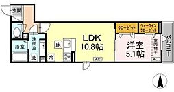 D'Bless大倉山 1LDKの間取図画像
