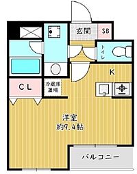 サリダ 2階ワンルームの間取り