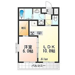 エーベル音戸山 1階1LDKの間取り