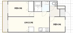 ウエストパレス蕨2 2LDKの間取図画像