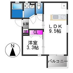 サイプレス加美 1LDKの間取図画像