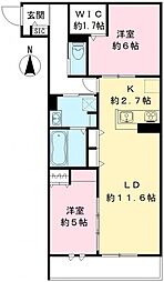 芝弥生レジデンス 2LDKの間取図画像