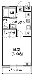 ブルージェアベ和光1 1Kの間取図画像