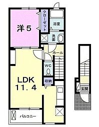 MKガーデンテラス 2階1LDKの間取り