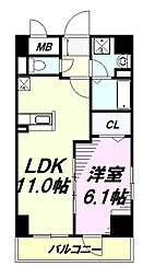 JR中央線 八王子駅 徒歩18分の賃貸マンション 3階1LDKの間取り