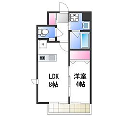 リアライズ花園町駅前 1LDKの間取図画像