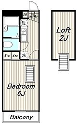 レオパレスサンロイヤルＹ(35024) 2階1Kの間取り
