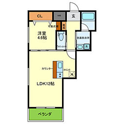 ヴィオーラ西宮 1LDKの間取図画像