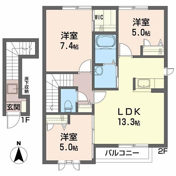 シャーメゾン伊豆 202｜宮城県栗原市築館伊豆２丁目(賃貸アパート3LDK・2階・70.03㎡)の写真 その2