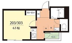 アリロッセ東日暮里 1Kの間取図画像