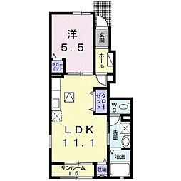 エレガンテ 1LDKの間取図画像