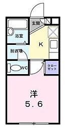 マーセーハウス 2階1Kの間取り