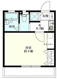 アパート・コスモ 1Kの間取図画像