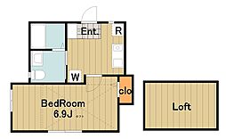 メゾン　ド　ルル 1階1Kの間取り