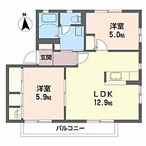 オーセントＣ 202 ｜ 福島県福島市笹谷字片目清水35-6（賃貸アパート2LDK・2階・53.30㎡） その2