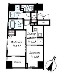 レックス赤坂レジデンス 5階2DKの間取り