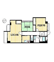 グランデュール向ヶ丘 4階2LDKの間取り