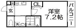 AREGRIA枚方公園II 1Kの間取図画像