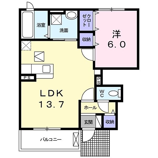 プティボヌールII ｜和歌山県和歌山市木ノ本(賃貸アパート1LDK・1階・47.40㎡)の写真 その2