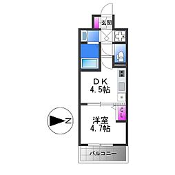 Osaka Metro中央線 長田駅 徒歩7分の賃貸マンション 9階1DKの間取り