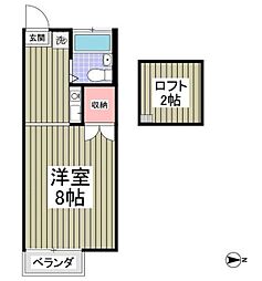 ヴィラ椚田 ワンルームの間取図画像