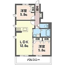 ブルーコーラルＣ 00105 ｜ 群馬県太田市東矢島町1352-1（賃貸アパート2LDK・1階・55.75㎡） その2