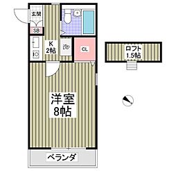 ニッショウハウス3 1Kの間取図画像