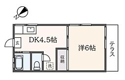東泉一寮 1DKの間取図画像