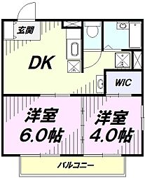 フォレストガーデン武蔵砂川 1階2DKの間取り